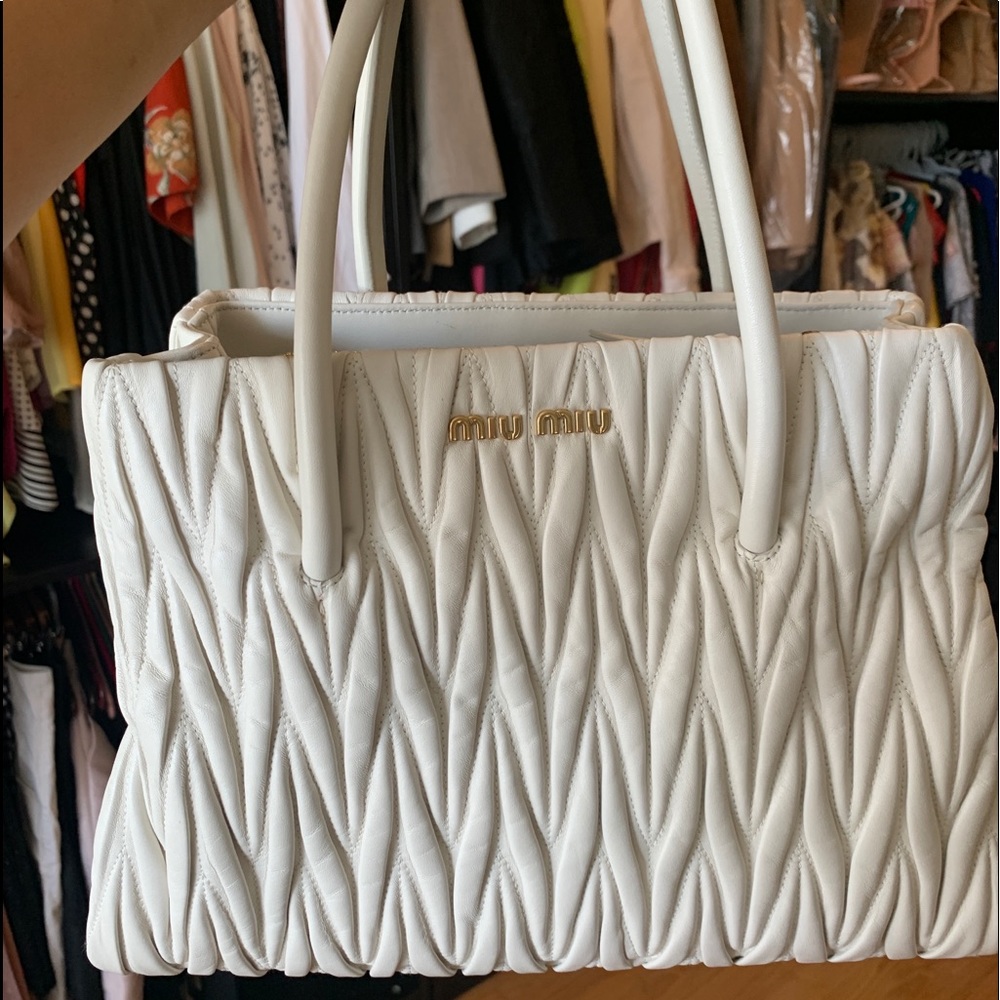 Miu Miu White Quilted Crossbody Bag
